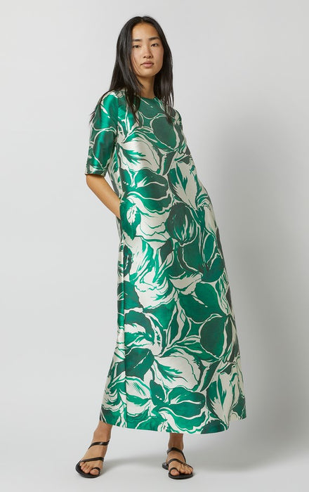 Ann Mashburn Paige Maxi Dress - Green Watercolor Leaf
