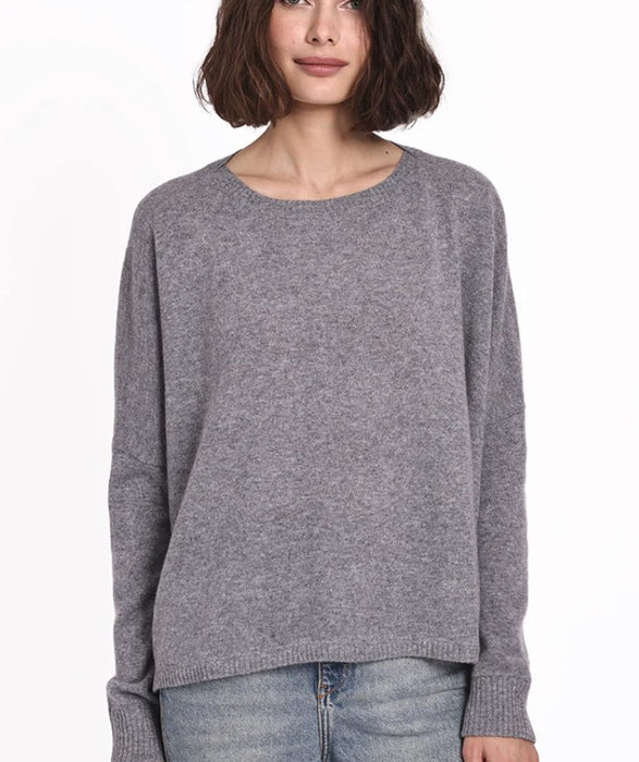 Minnie Rose Cashmere Long Sleeve Crop Sweater - Grey Shadow