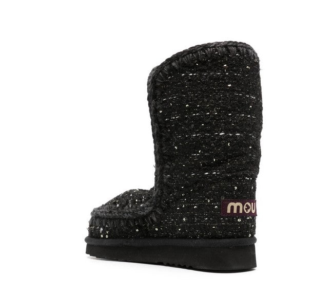 Mou Tweed and Sequin Boots - Black