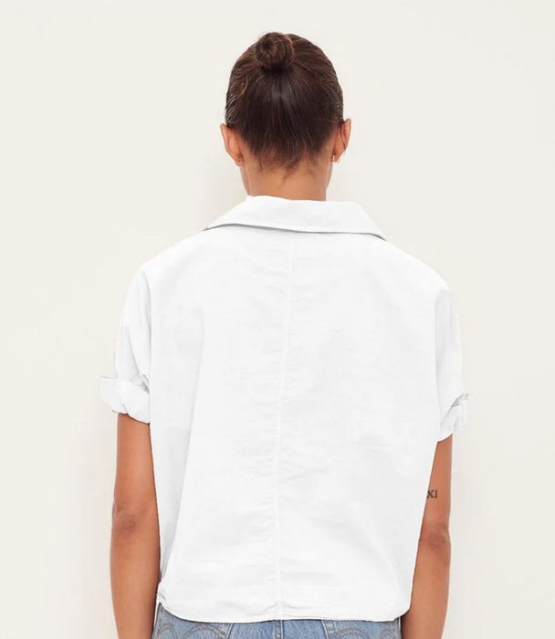 Stateside Voile Short Sleeve Twist Shirt - White