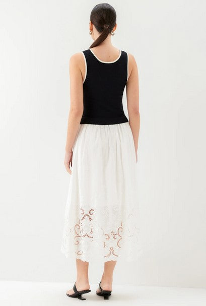Fifteen Twenty Alicia Contrast Dress - Black/Off White