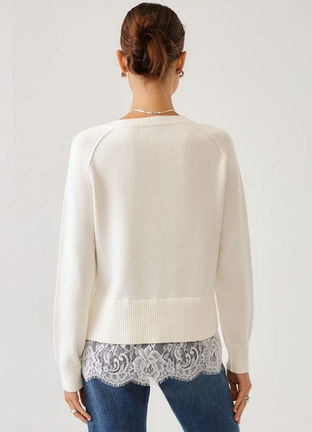 Fifteen Twenty Camilla Lace layered Sweater - Cream
