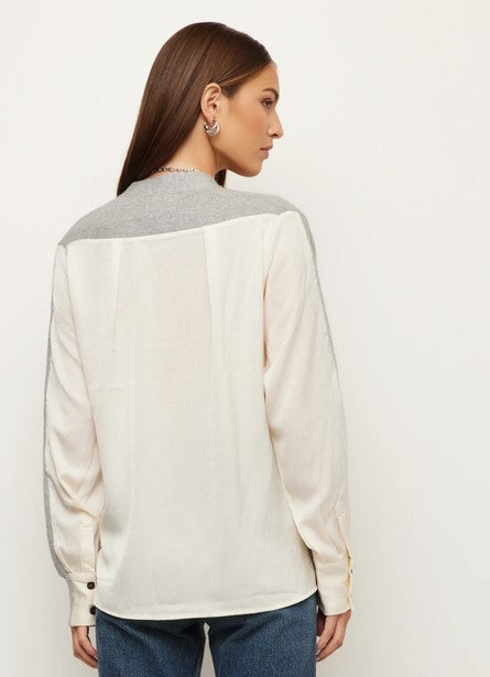 Fifteen Twenty Celine Mixed Media Cardigan - Light Heather Grey