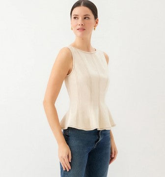 Fifteen Twenty Contrast Stitch Top - Natural