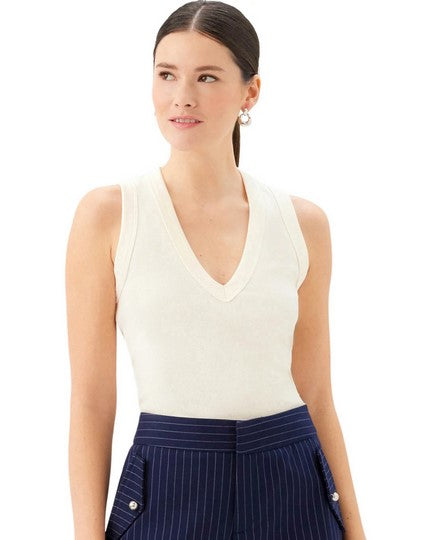 Fifteen Twenty Doreen V Neck Tank - Cream