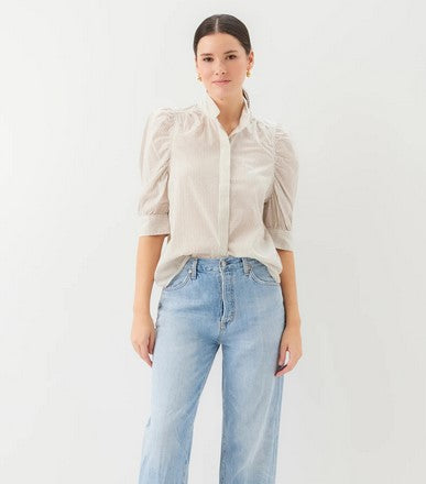 Fifteen Twenty Margot embellished Shirt - Off White/Black