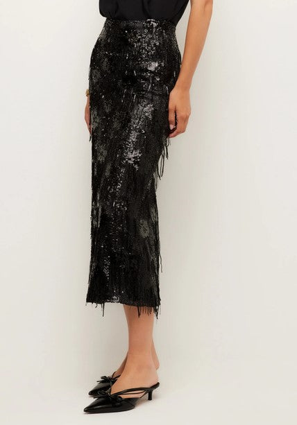Fifteen Twenty Arden Midi Sequin Skirt - Black