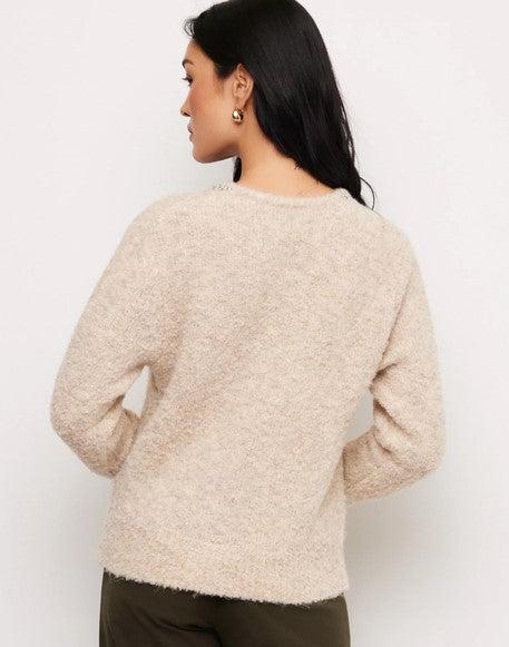 Fifteen Twenty Ash Embellished V Neck Sweater - Oatmeal