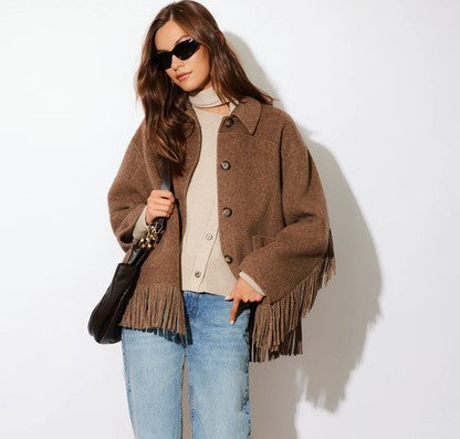 Fifteen Twenty Yara Fringe Jacket - Wheat