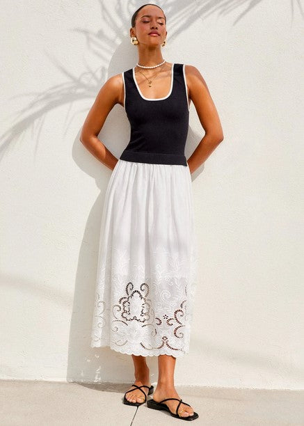Fifteen Twenty Alicia Contrast Dress - Black/Off White