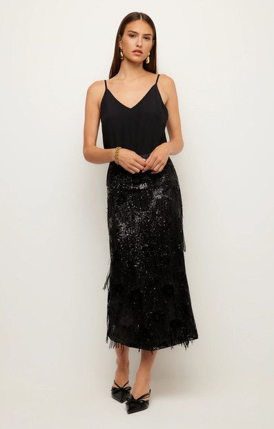 Fifteen Twenty Arden Midi Sequin Skirt - Black