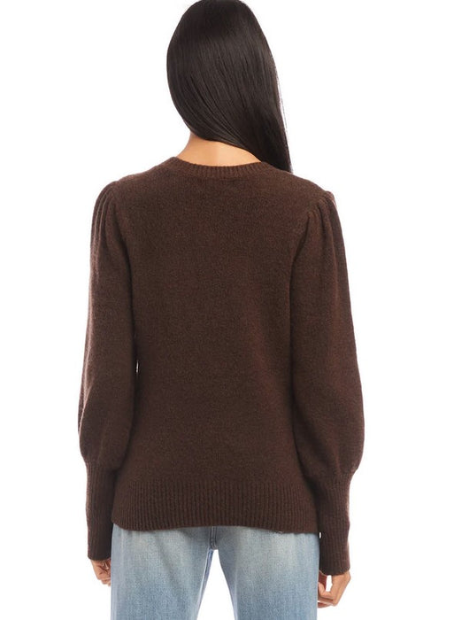Fifteen Twnty Shirred Sleeve Sweater - Brown
