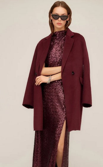 Fifteen Twenty Row Brushed Coat - Wine