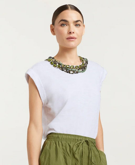 Cinq a Sept Chunky Necklace Tee - White Multi