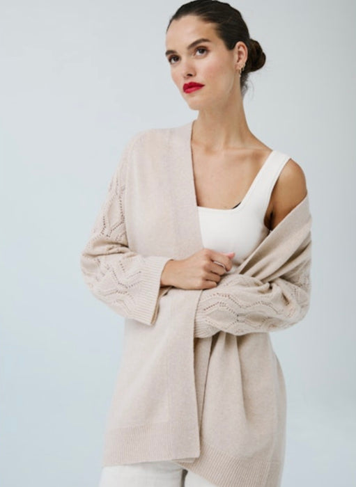 Autumn Cashmere Cardigan with Fancy Sleeves - Fawn