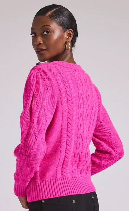 Generation Love Brooks Cable Sweater - Hot Pink
