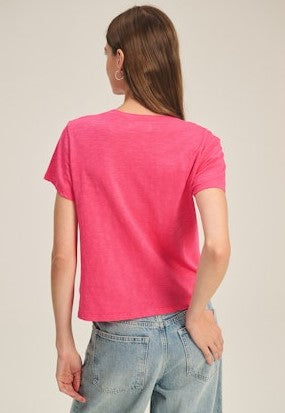 Velvet Elisha V Neck Tee - Raspberry