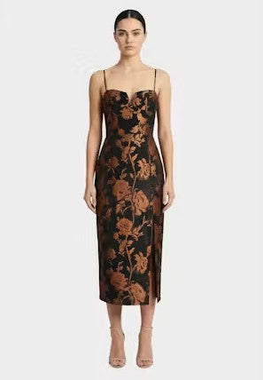 Amanda Uprichard Lyra Midi Dress - Black Combo