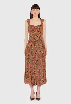 Amanda Uprichard Silke Midid Dress - Rose Print
