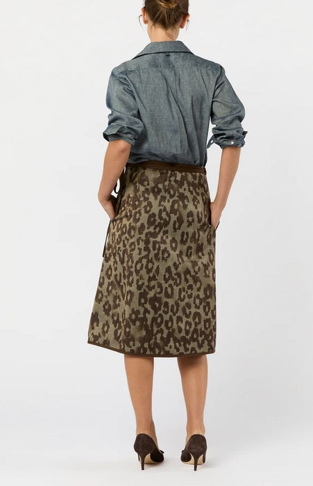 Ann Mashburn Adley Wrap Skirt - Leopard Twill