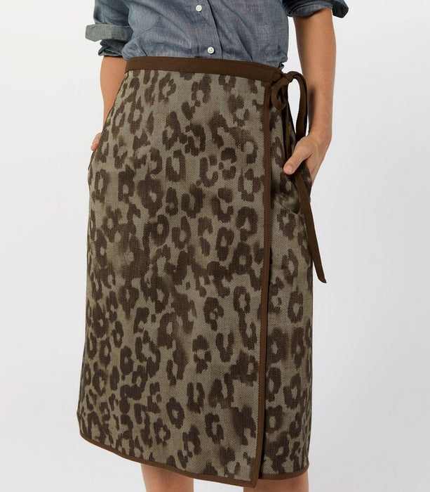 Ann Mashburn Adley Wrap Skirt - Leopard Twill