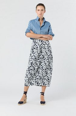Ann Mashburn Belle Matalasse Skirt - Navy/Pearl