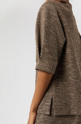 Ann Mashburn Violetta Knit Top - Brown/Ivory
