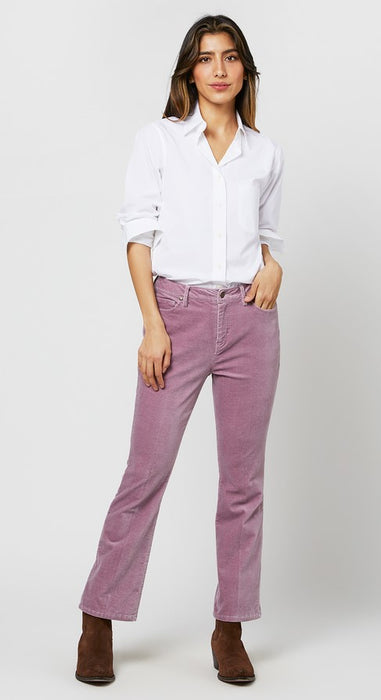 Ann Mashburn Flare Cropped 5-Pocket Velvet Jeans - Lavender