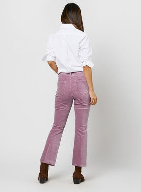 Ann Mashburn Flare Cropped 5-Pocket Velvet Jeans - Lavender
