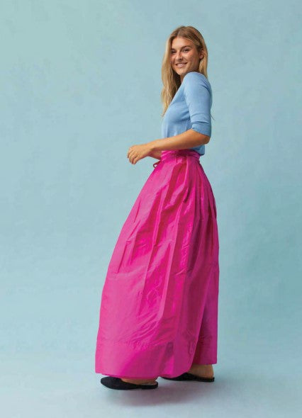 Ann Mashburn Pleated Wrap Skirt - Magenta