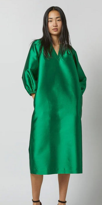 Ann Mashburn Trapunto Blouson Dress - Emerald