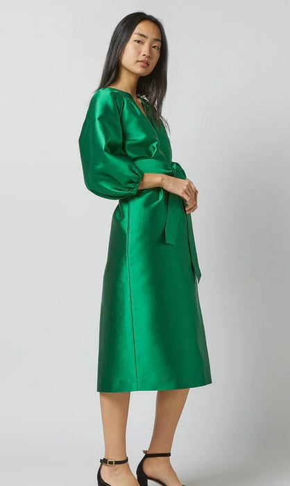Ann Mashburn Trapunto Blouson Dress - Emerald