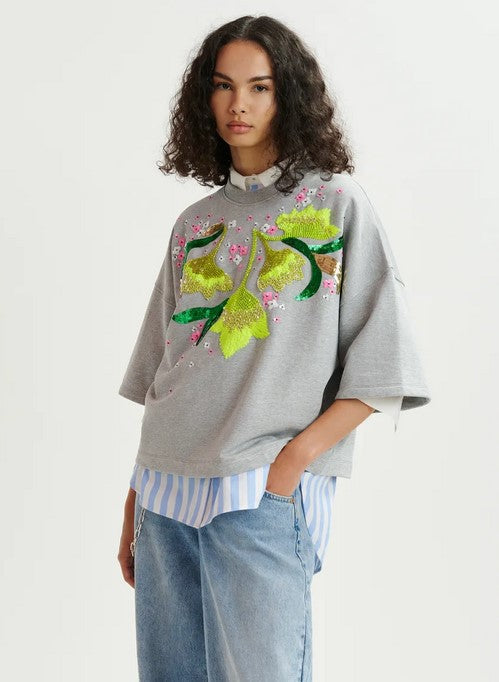 Essentiel Anterp Hotanical Boxy Sweatshirt - Grey