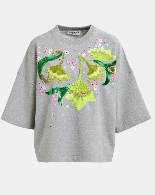 Essentiel Anterp Hotanical Boxy Sweatshirt - Grey