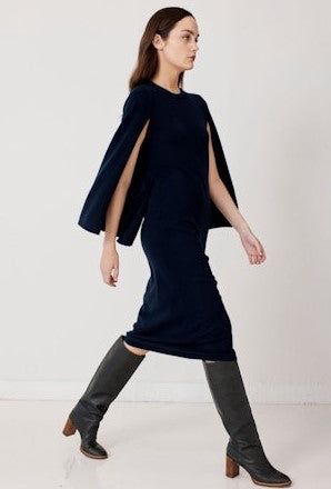 Autumn Cashmere Cape Sleeve Dress - Black