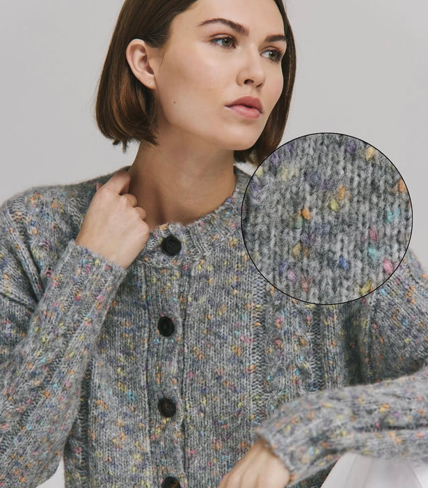 Autumn Cashmere Confetti Cable Cardigan - Quarry