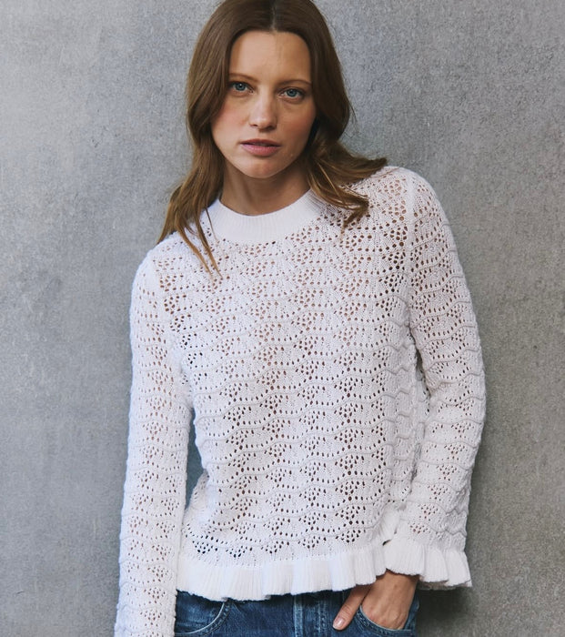 Autumn Cashmere Stitchery Patchwork Sweater - White