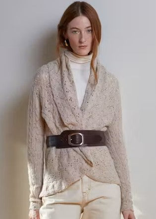 Autumn Cashmere 6 Ply Drape Cardigan - Wild Rice