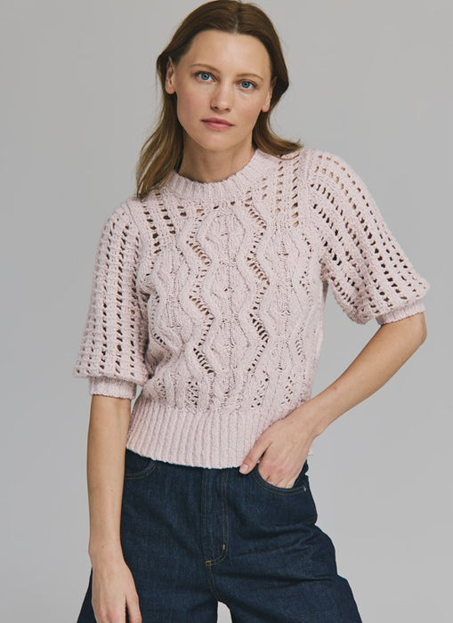 Autumn Cashmere Elbow Mesh Sleeve Sweater - Ballet Slipper