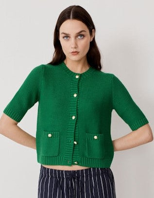 Autumn Cashmere Button Front Elbow Sleeve - Clover