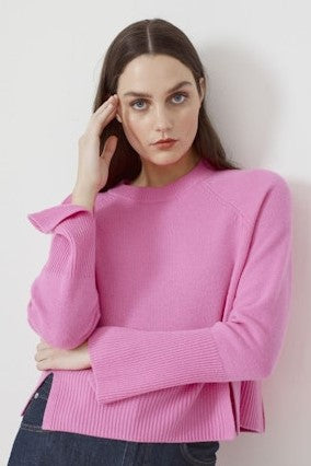 Autumn Cashmere Raglan Crew - Raspberry