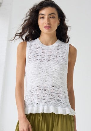 Autumn Cashmere Sleeveless Pointelle Tank - Bleach White
