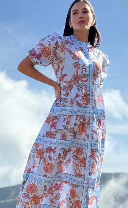 Bindu Milena Dress - Blue Botanical