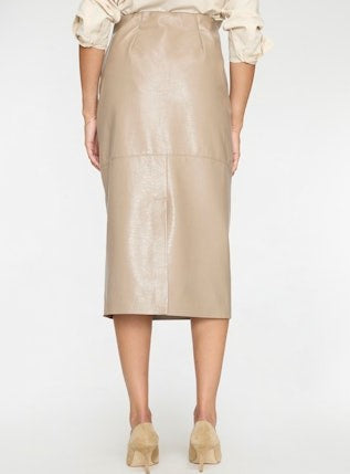 Brochu Walker Irene Vegan Leather Skirt - Glossy Taupe