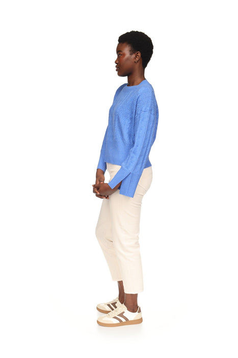 Brodie Cashmere Mixed Cable Crew - Carolina
