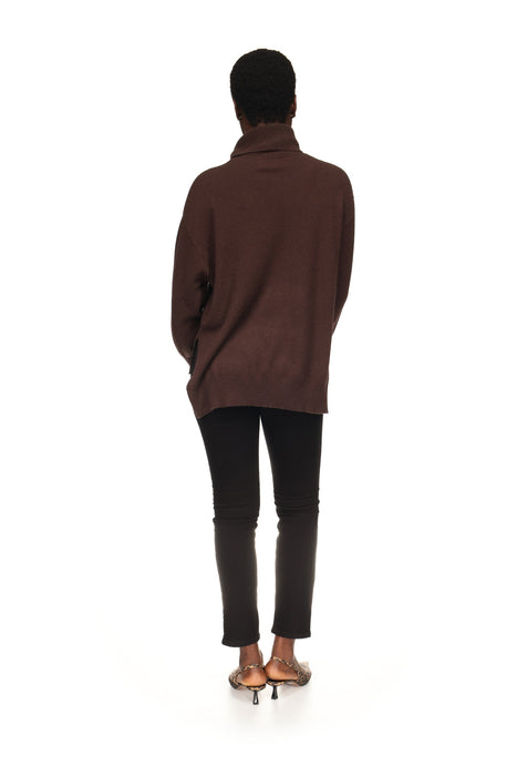 Brodie Cashmere Rachel Roll Neck Sweater - Dark Brown