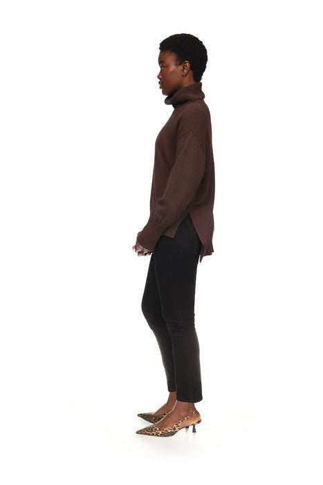 Brodie Cashmere Rachel Roll Neck Sweater - Dark Brown
