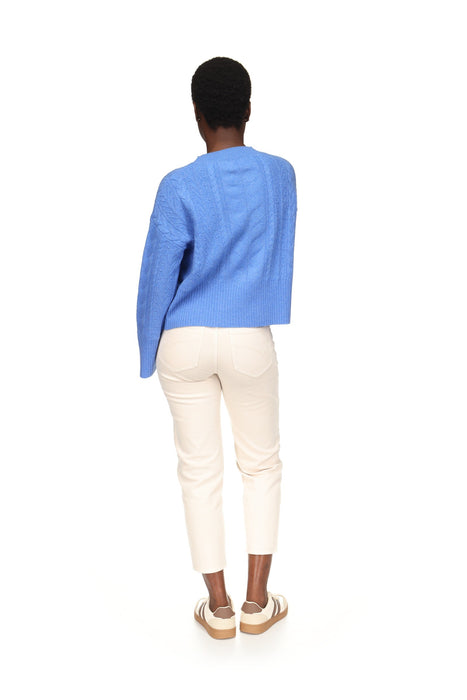 Brodie Cashmere Mixed Cable Crew - Carolina
