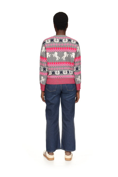 Brodie Cashmere Rodeo Fairisle Sweater - Mid Grey