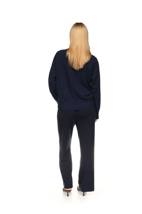 Brodie Cashmere Celestial Crew - Navy/Bronze